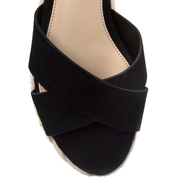 NEW Vince Camuto Delindan Black Suede Wedge Ankle Strap Sandal Black  9 and 10 - Picture 4 of 5